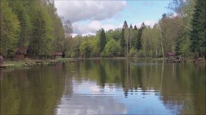 Поимки форели и карпа после обеда. Вываживание радужной форели на фоне радуги. Клёвое место.