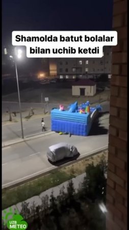 Toshkentda shamolda batut bolalar bilan ucbib ketti
