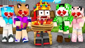 новый король в Майнкрафте против безумных девочек Minecraft мультфильм