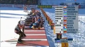 Биатлон  Дарья Домрачева  Стрельба стоя, вместо стрельбы лежа