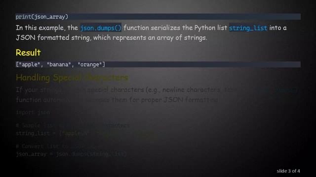 Converting a List of Strings to a JSON Array in Python