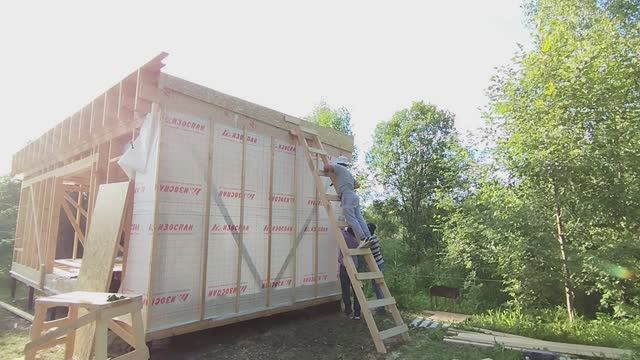 Обшивка боковых стен дома.Мини-дом-каркасник.Участок с нуля.Часть №9