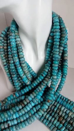Smooth Large Blue Turquoise Rondelle Real Gemstone Beads Per Strand 16 Inches Long 20230609-05-08