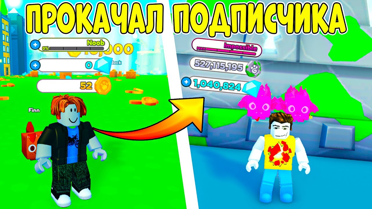 ПРОКАЧАЛ ПОДПИСЧИКА ЗА 5 МИНУТ ДО ФУЛЛА В ПЕТ СИМУЛЯТОР Х! Roblox