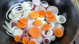 Баранина с овощами в казане