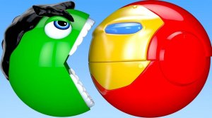 🍉 Учим цвета с Пакманом, Халком, Железным Человеком и сюрпризами на ферме! | Мультик для детей