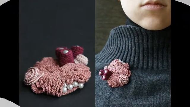 Вязаные броши своими руками крючком и спицами