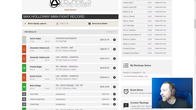 UFC Макс Холлоуэй — Кэлвин Каттар смотреть онлайн