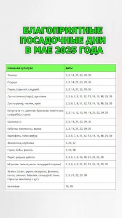 Благоприятные посадочные дни в мае 2025 года. Лунный календарь дачника