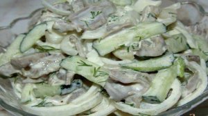 Картофельный салат с куриными желудками