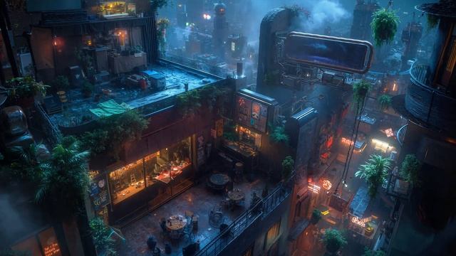 Urban Jungle Cyberpunk Alley Ambience  Soothing Neon Soundscape for Deep Focus & Rest