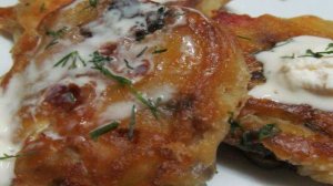 Оладьи с грибами и беконом