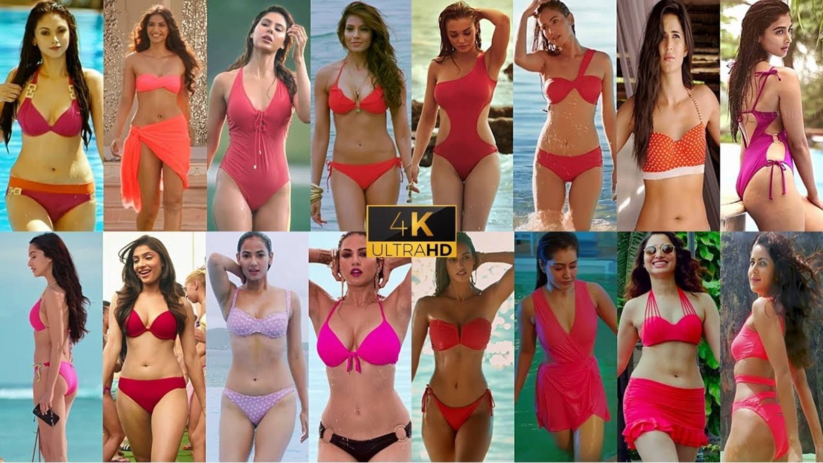 [4K] Pink and Red Bikini Ultimate Compilation ｜ Extremely Hot Edit ｜ Bollywood Bikini Tribute