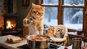 Mama Cat Rescues Injured Baby Owl, Brings It Home, Bandages Wounds & Cooks Radish Soup 🐾🦉🍲#cat #c