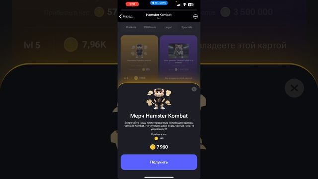 Новое Комбо Дня в Hamster Kombat!Успей заработать 5 000 000! 11.06.2024