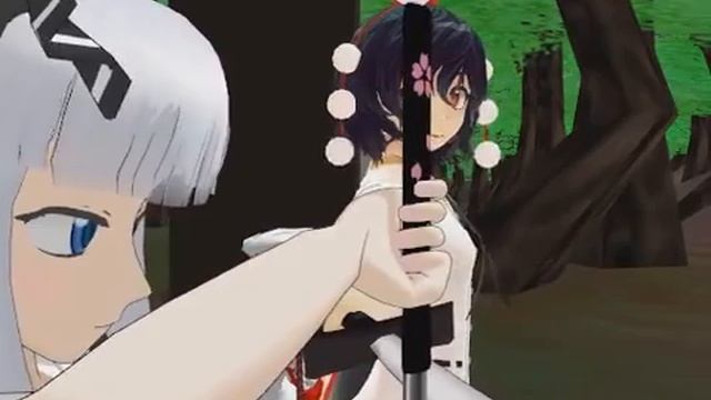 [Touhou MMD] Ая Шамеймару в Хакугёкуро (Rus+Eng Sub)