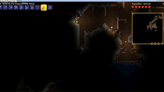 terraria №4 приклячение в шахте с хомкой и терором