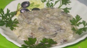 Вешенки тушеные в сметане