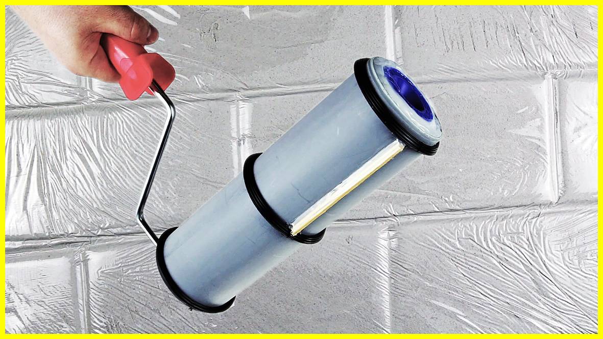 Валик из ПВХ трубы для имитации кирпичной кладки. смотреть онлайн