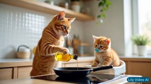 Mama Cat Caught A Big Fish At The Lake, Cooks Delicious Meal For Hungry Kitten🐾