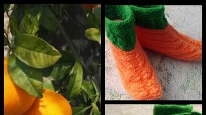 61.МК " АПЕЛЬСИН "# ТАПОЧКИ-СЛЕДОЧКИ # С ВЕЕРАМИ НА ДВУХ СПИЦАХ БЕЗ ШВОВ#