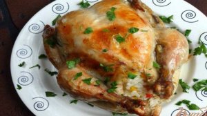 Курица фаршированная рисом и болгарским перцем