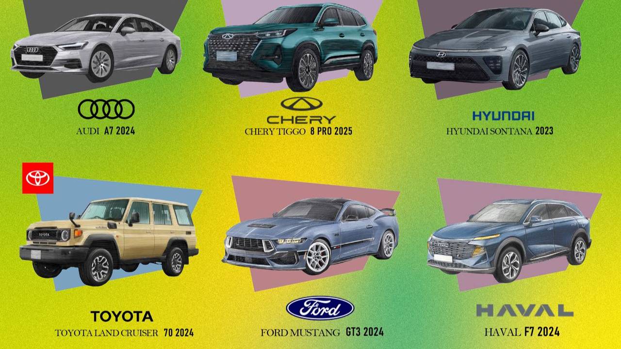 Машина для семьи: Audi A7, Chery Tiggo 8 Pro, Land Cruiser 70, Chevrolet Trax, Sonata, Mustang GT3.