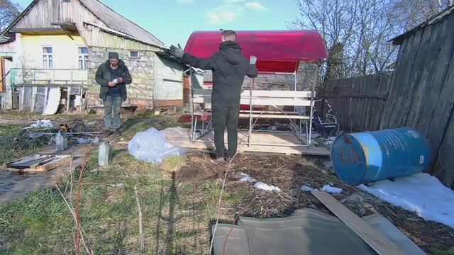 Собираем беседку - весь процесс в тайм лапс. 6 часов за 2-е минуты.
