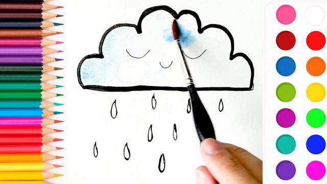 Как нарисовать тучку. Рисуем и раскрашиваем тучку.How to draw a cloud. We draw and color a cloud.