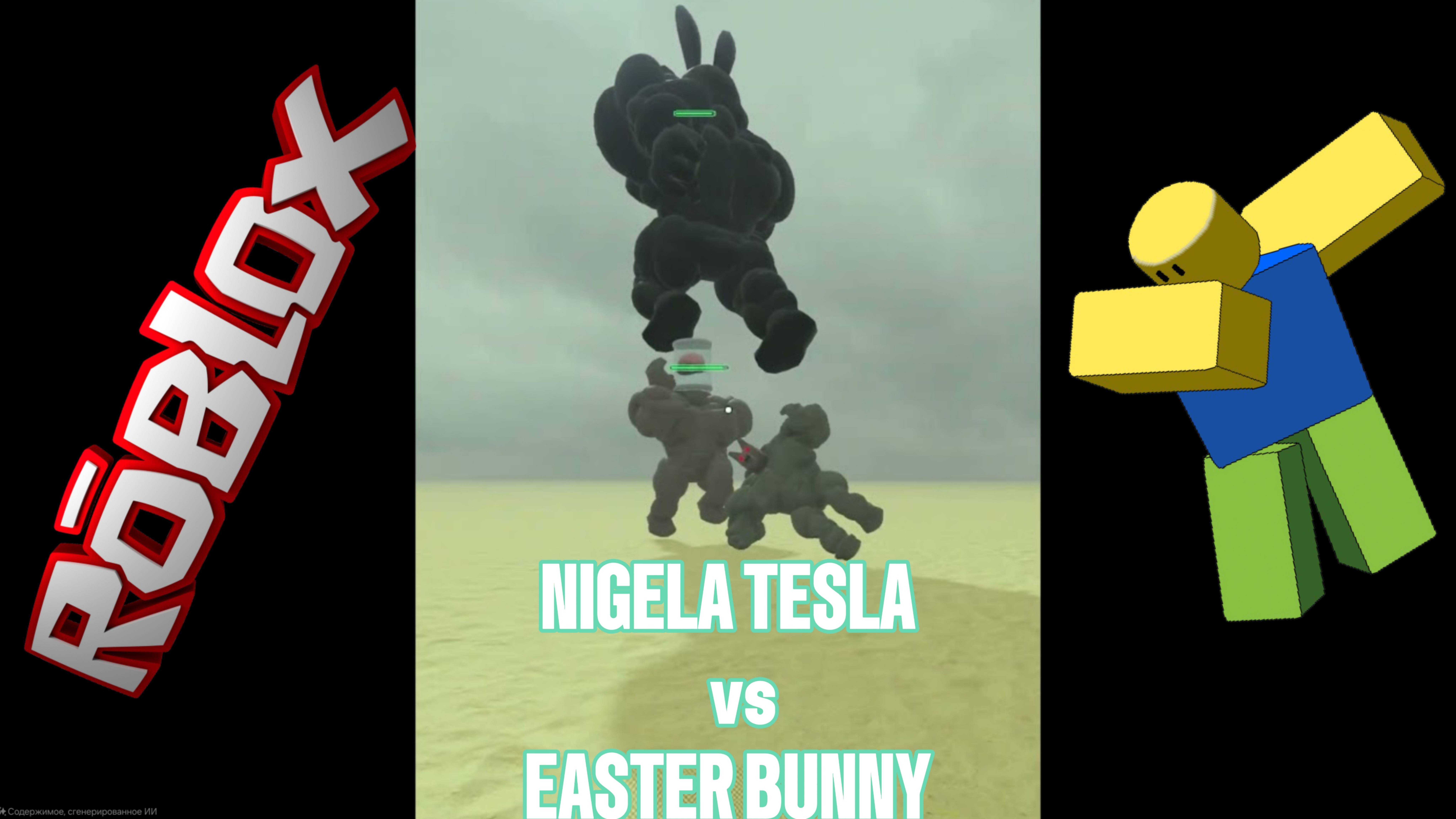 Роблокс. Roblox. NIGELA TESLA vs EASTER BUNNY