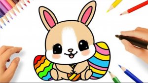 КАК НАРИСОВАТЬ МИЛОВИДНОГО ПАСХАЛЬНОГО КРОЛИКА  🐇