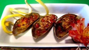 Мидии под маринадом, запеченные