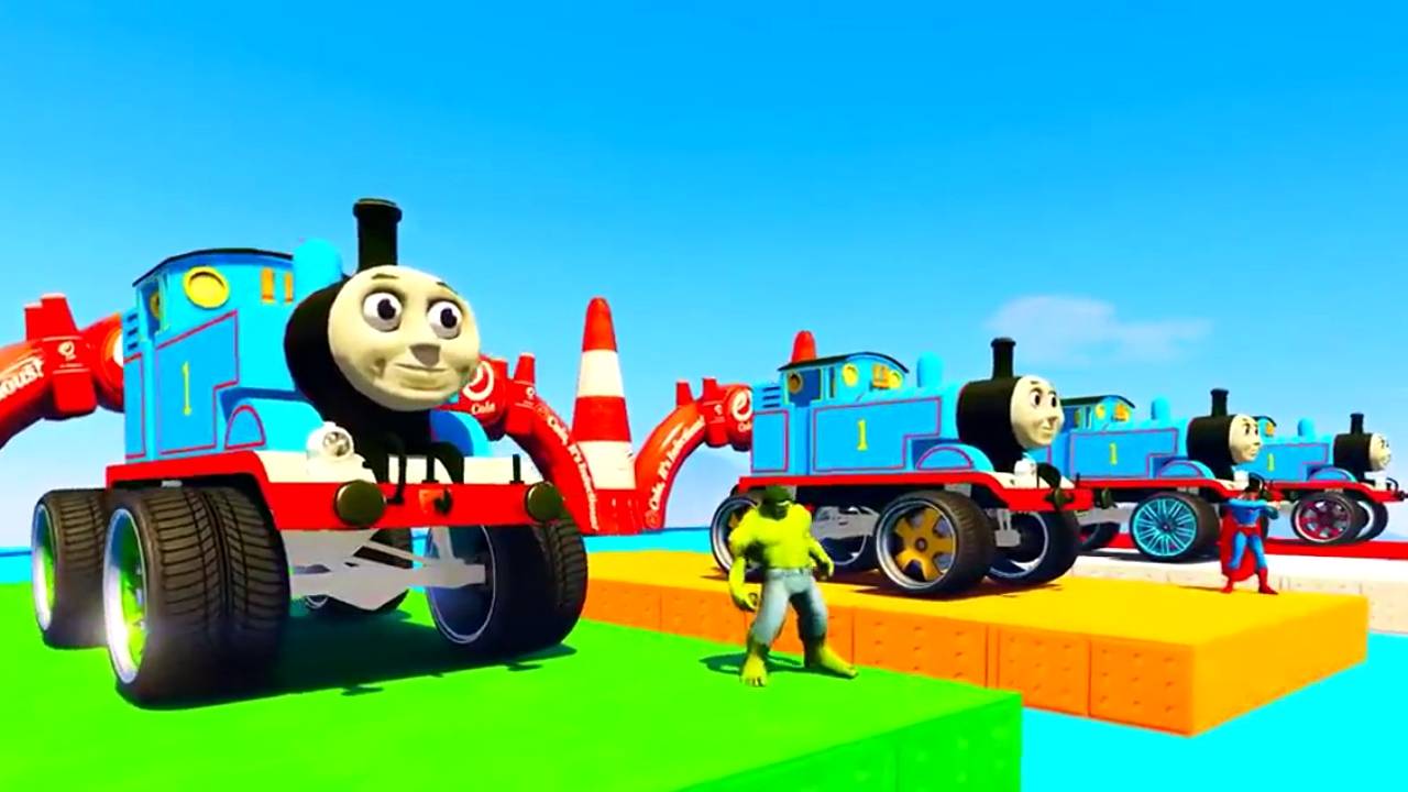 Мультики для Детей Весёлый Поезд Супер Томас Монстр-трак с забавными супергероями для детей