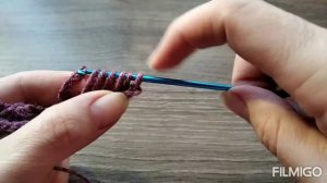 Ажурный узор тунисским крючком.