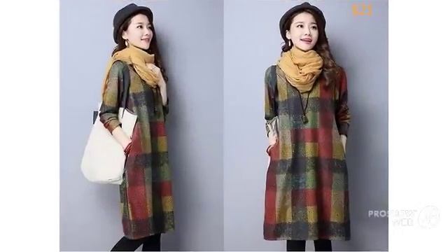 Одежда с AliExpress. Теплое платье осень зима  Свободное платье с длинными рукавами.