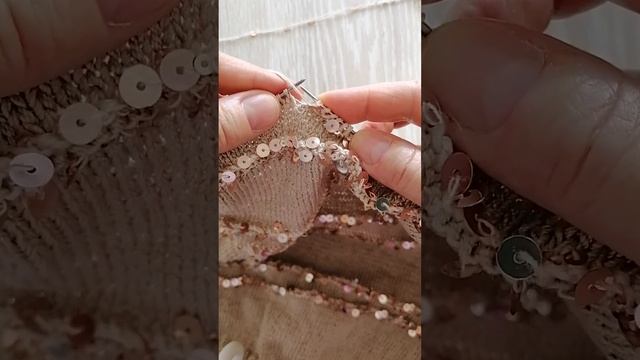 Вяжу джемпер из хлопка с крупными пайетками  I knit a cotton jumper with large sequins