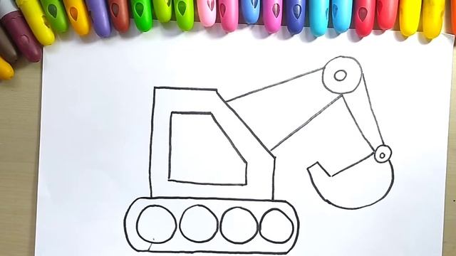 Drawing a Exkavator for children:Как нарисовать экскаватор для детей:Bolalar uchun ekskovator chizi