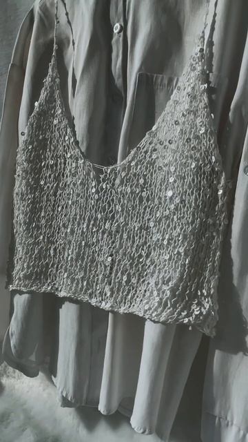 Топ с пайетками✨ #вязание #топспицами #ручная_работа #knitting #handmade #мода #пайетки