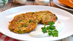 Тыквенные оладьи с сыром и грибами