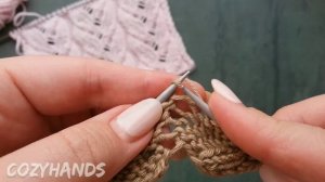 Ажурная ложная коса спицами поворотными рядами