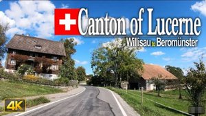 🚗 SmartTV 4К ➤ Взгляд водителя на сельскую местность кантона Люцерн в Швейцарии! UHD 60fps