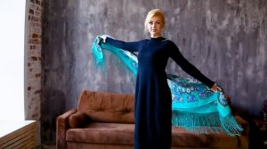 Многоцветный платок из уплотненной шерсти с шелковой бахромой "Времена года. Весна" вид -11, 148х14