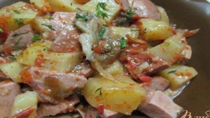 Жаркое с сардельками