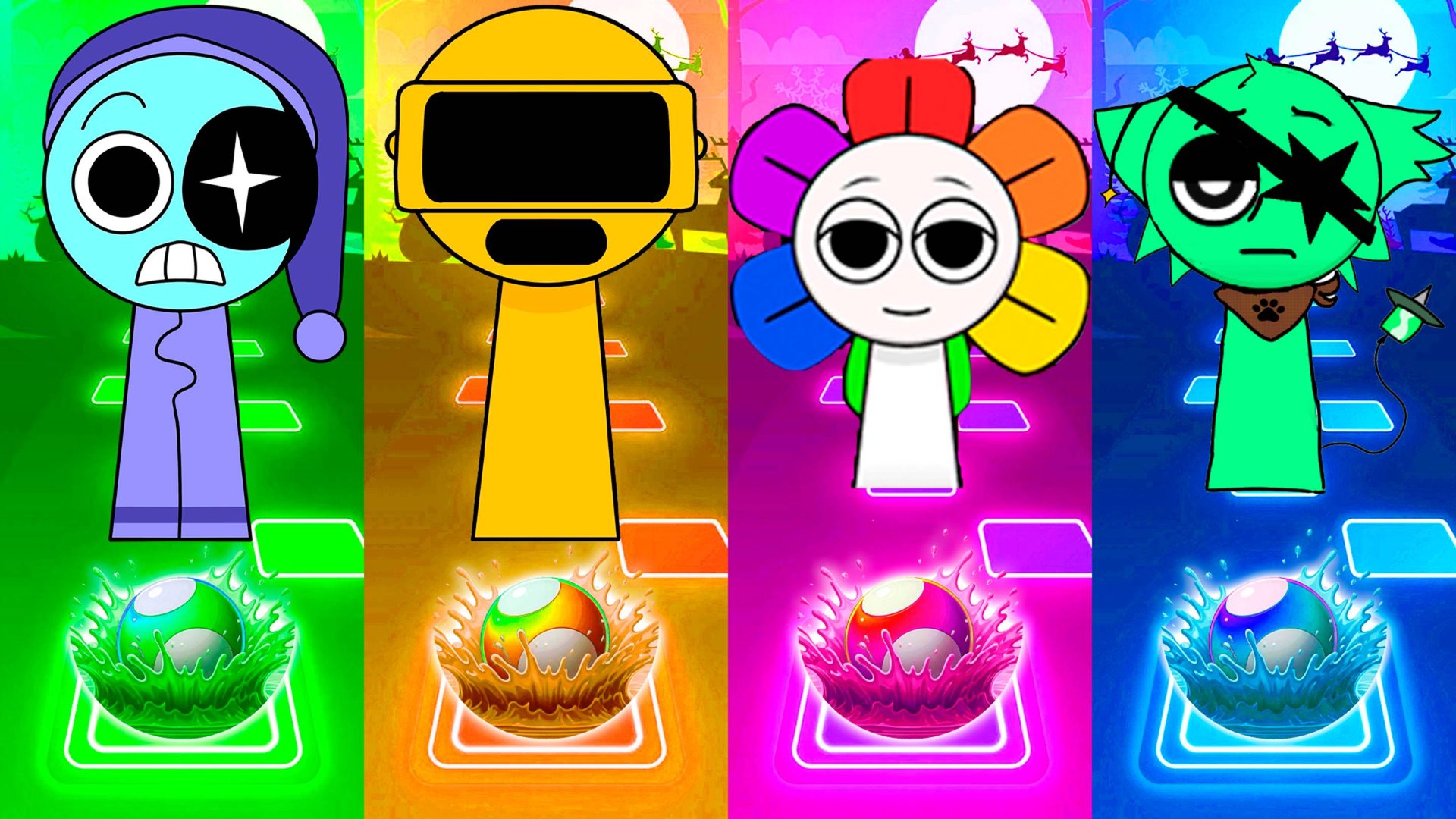 СИНИЙ СПРУНКИ VS ЖЁЛТЫЙ СПРУНКИ VS РАЗНОЦВЕТНЫЙ СПРУНКИ VS ЗЕЛЁНЫЙ СПРУНКИ | Tiles Hop