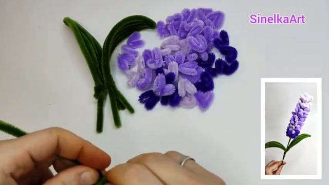 Лаванда из синельной проволоки / Pipe Cleaner /  DIY / Tutorial / Синельная проволока мастер класс