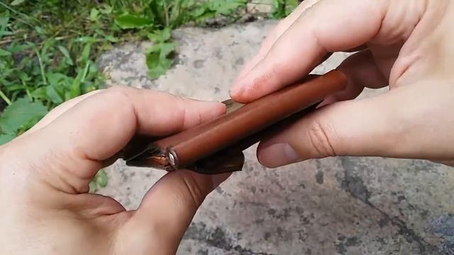 Зажим для купюр с карманом для мелочи. Натуральная кожа. Ручная работа.