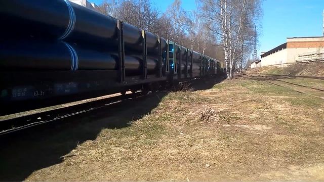 ТЭМ2-1369 с грузовым+2ТЭ10В-4457 с двумя секциями!!!