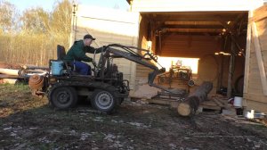 Завёл после зимы самодельную пилораму и напилил досок