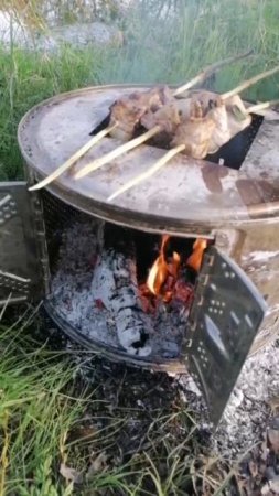 Печь Мангал для пикника из барабана стиральной машинки