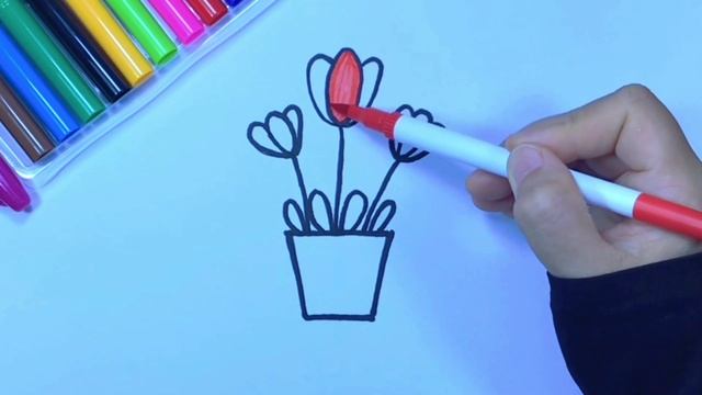 Bolalar uchun kamalak gulining rasmini chizish.Easy Draw flower.Нарисовать радужный цветок для дете